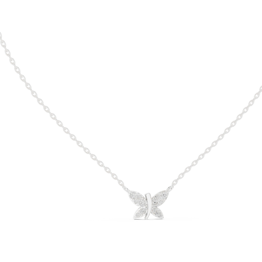 Four Wing Butterfly Moissanite Pendant in white 925 sterling silver, view 1
