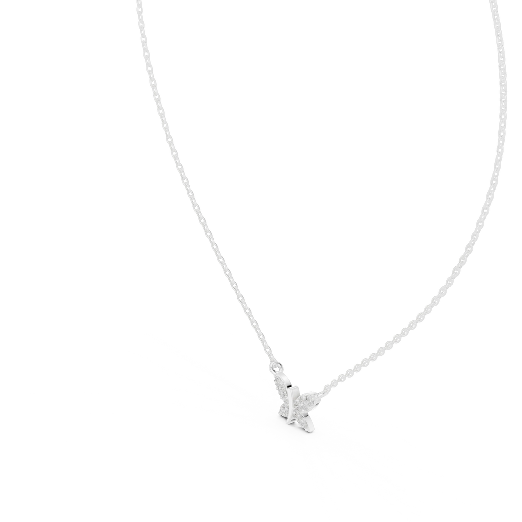 Four Wing Butterfly Moissanite Pendant in white 925 sterling silver, view 2