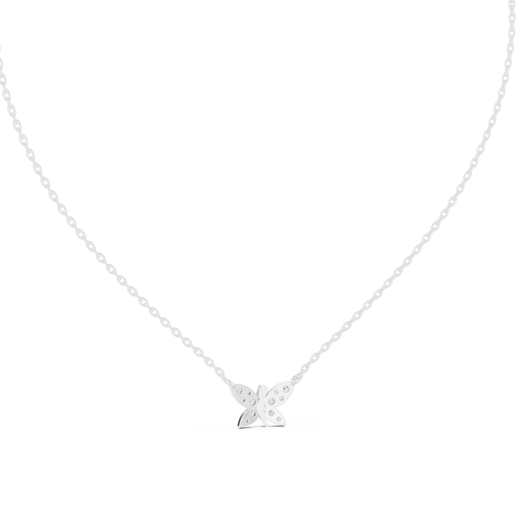 Four Wing Butterfly Moissanite Pendant in white 925 sterling silver, view 4