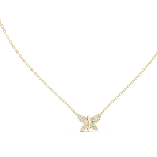 Four Wing Butterfly Moissanite Pendant in yellow 925 sterling silver, view 1