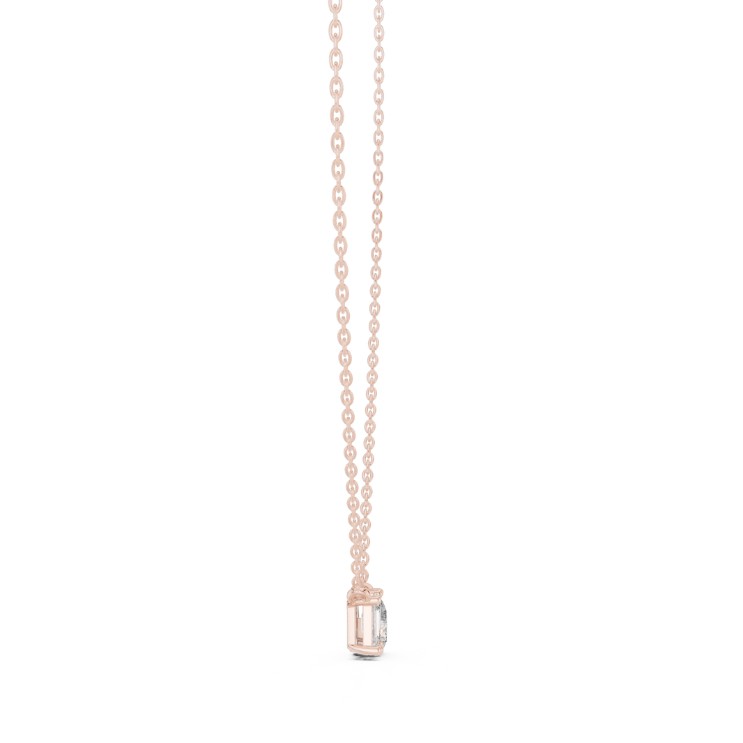 Emerald Cut and Pear Toi et Moi Moissanite Pendant in rose 925 sterling silver, view 3