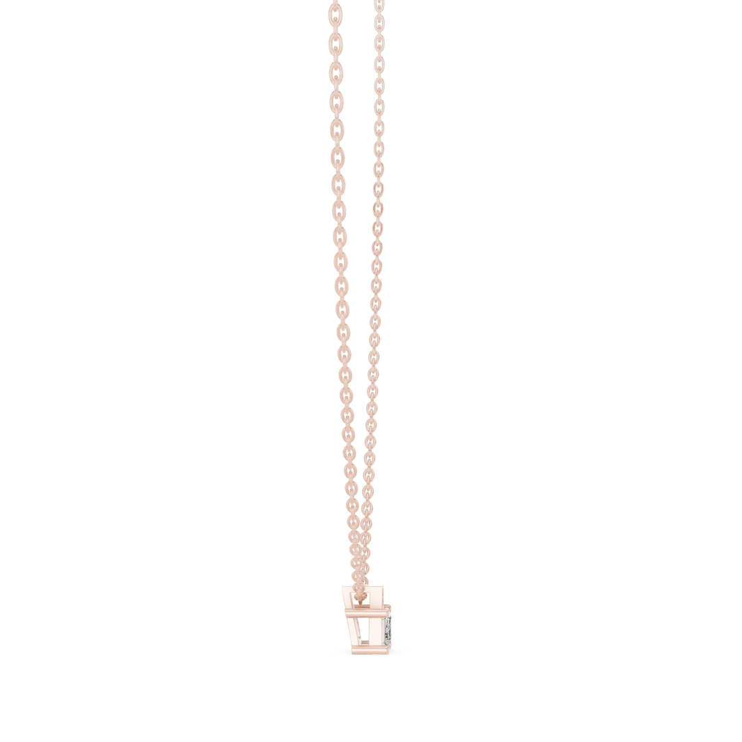 East West Emerald Cut Moissanite Box Bail Pendant in rose 925 sterling silver, view 3