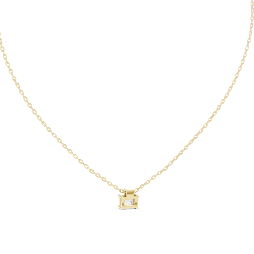 East West Emerald Cut Moissanite Box Bail Pendant in yellow 925 sterling silver, view 4