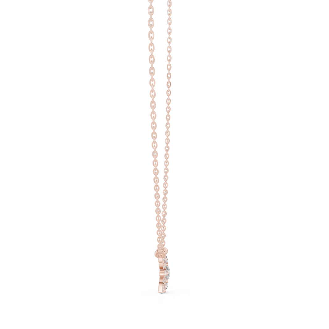 Star Flower Cluster Moissanite Station Pendant in rose 925 sterling silver, view 3