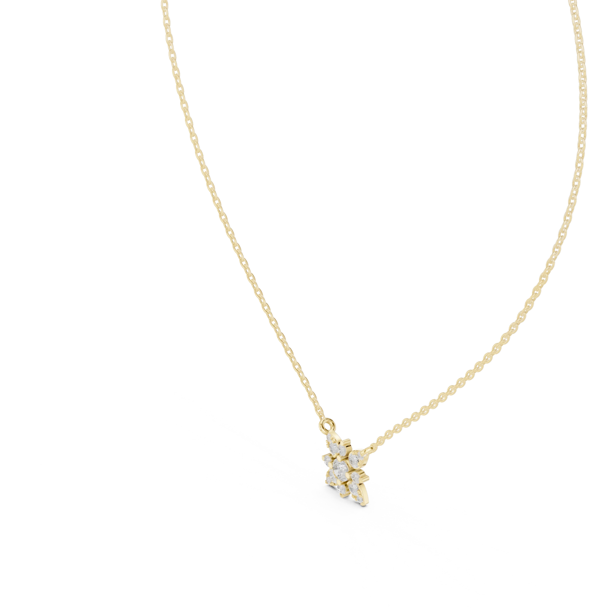 Star Flower Cluster Moissanite Station Pendant in yellow 925 sterling silver, view 2