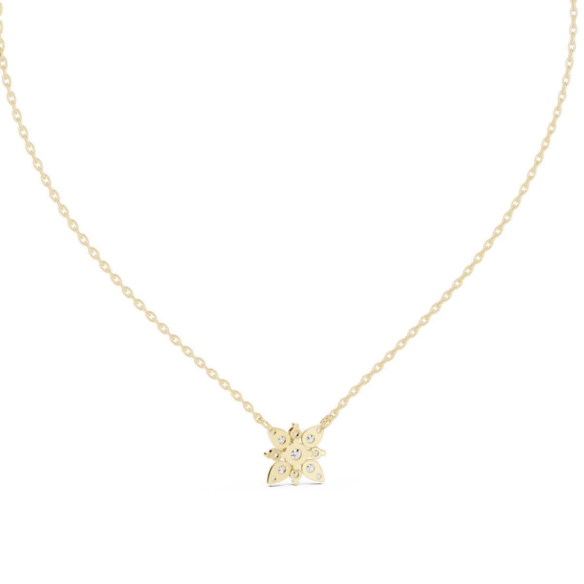 Star Flower Cluster Moissanite Station Pendant in yellow 925 sterling silver, view 4