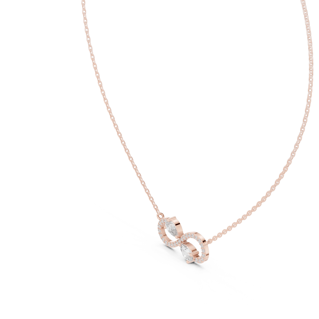Infinity Pear Moissanite Station Pendant in rose 925 sterling silver, view 2