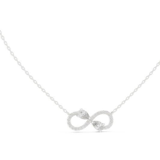Infinity Pear Moissanite Station Pendant in white 925 sterling silver, view 1