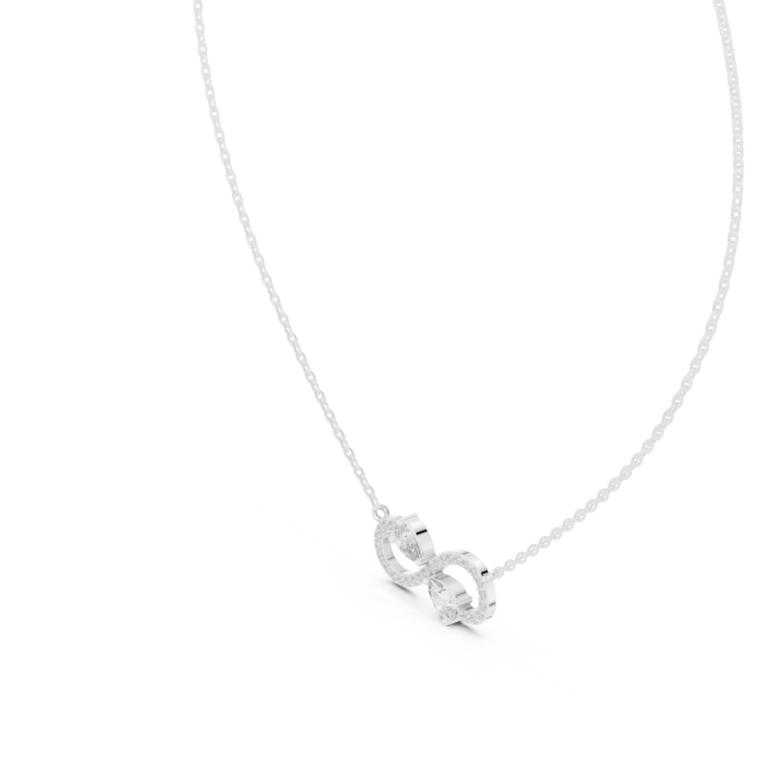 Infinity Pear Moissanite Station Pendant in white 925 sterling silver, view 2