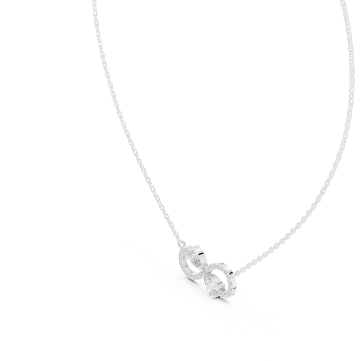 Infinity Pear Moissanite Station Pendant in white 925 sterling silver, view 2