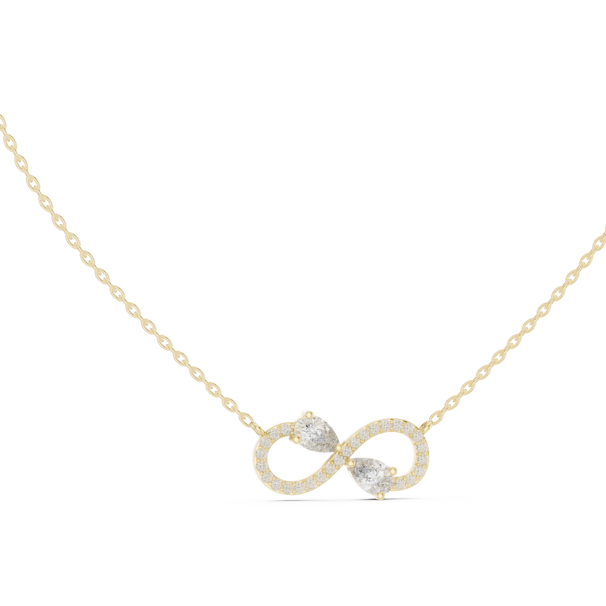 Infinity Pear Moissanite Station Pendant in yellow 925 sterling silver, view 1