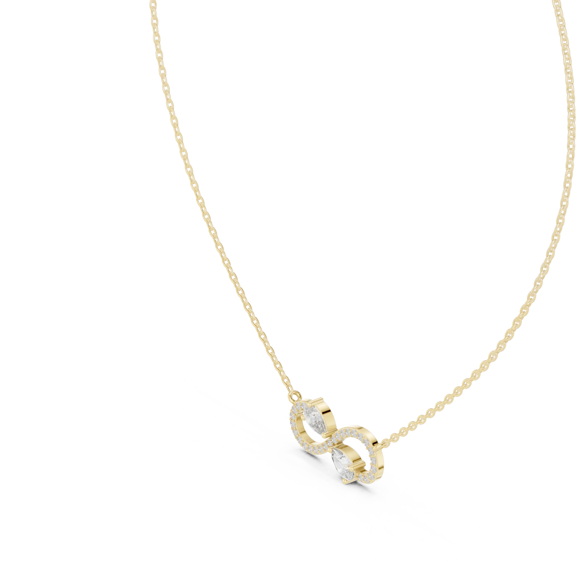 Infinity Pear Moissanite Station Pendant in yellow 925 sterling silver, view 2