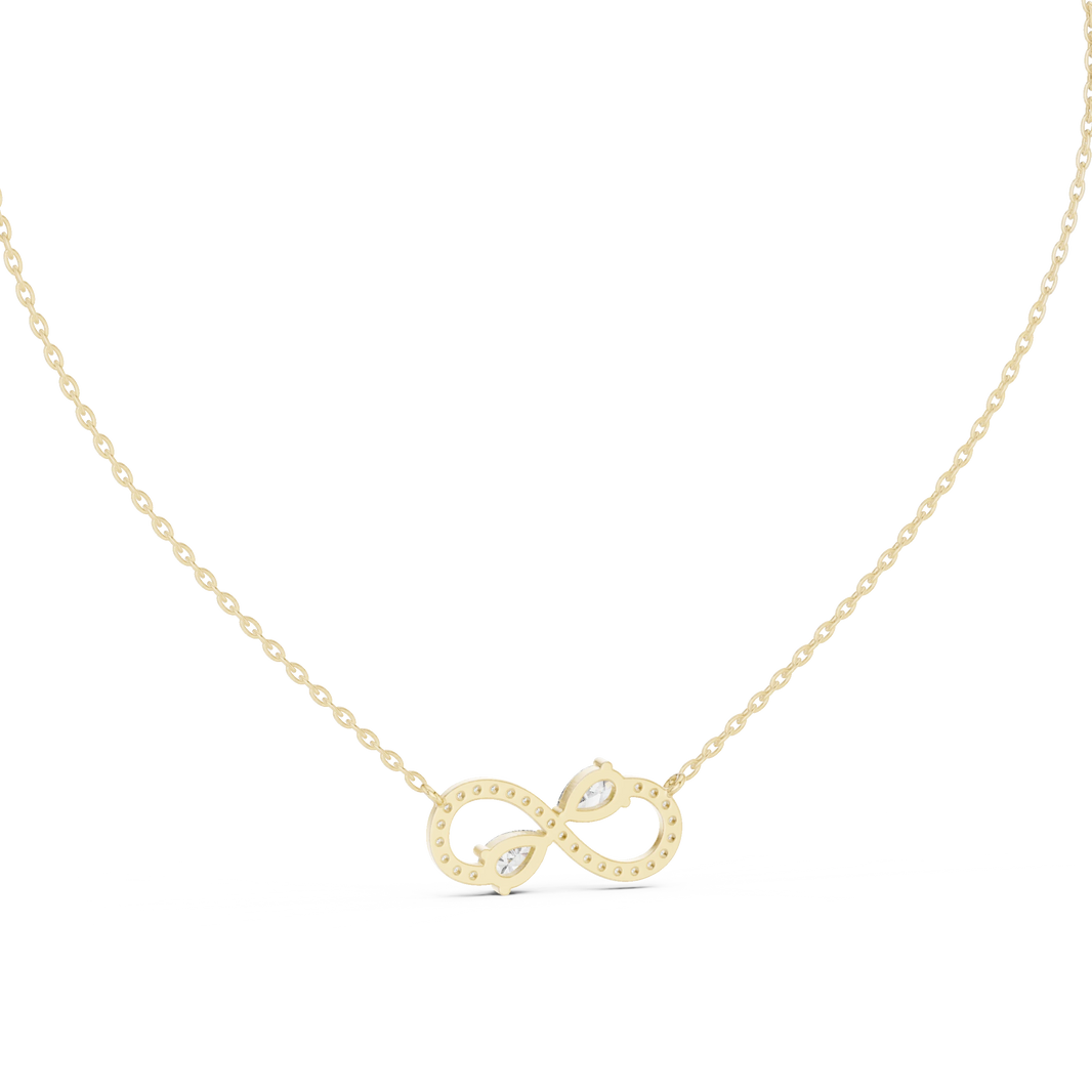 Infinity Pear Moissanite Station Pendant in yellow 925 sterling silver, view 4