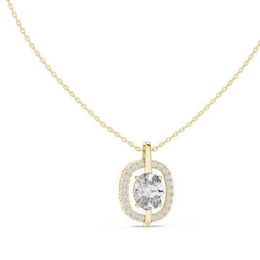 Floating Oval Halo Moissanite Pendant in yellow 925 sterling silver, view 1