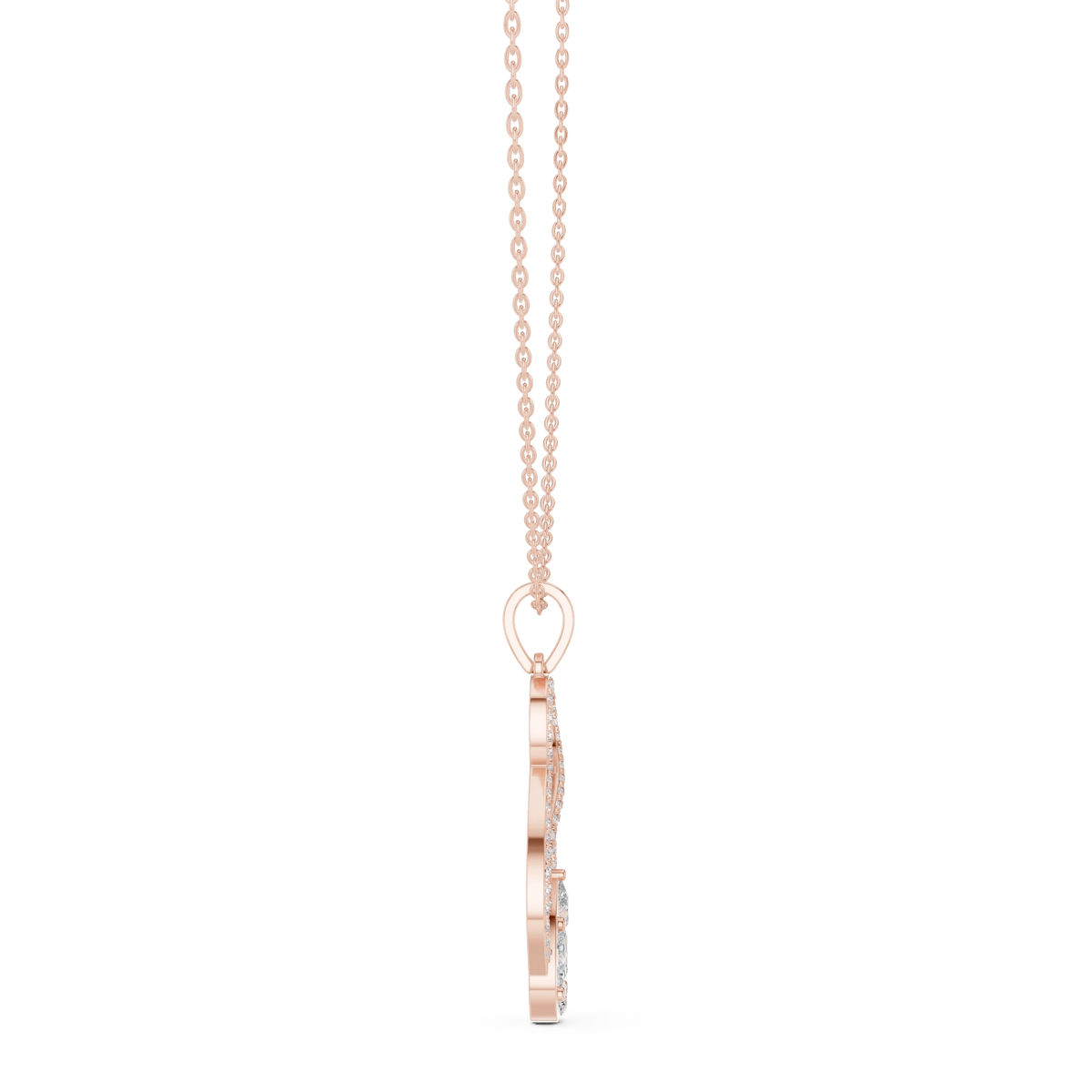 Infinity Loop Cluster Drop Moissanite Pendant in rose 925 sterling silver, view 3