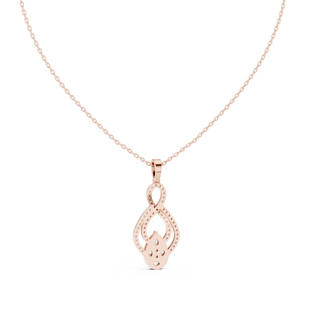 Infinity Loop Cluster Drop Moissanite Pendant in rose 925 sterling silver, view 4
