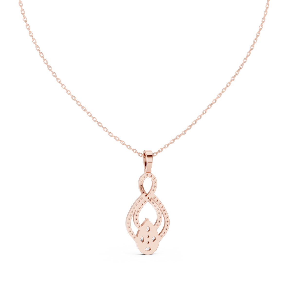 Infinity Loop Cluster Drop Moissanite Pendant in rose 925 sterling silver, view 4