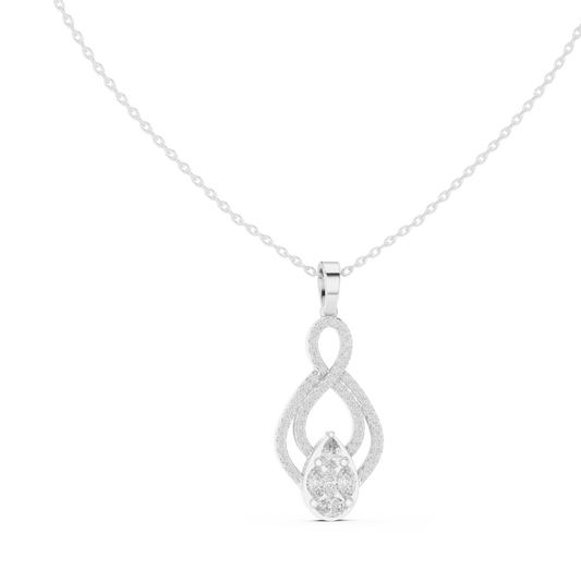 Infinity Loop Cluster Drop Moissanite Pendant in white 925 sterling silver, view 1