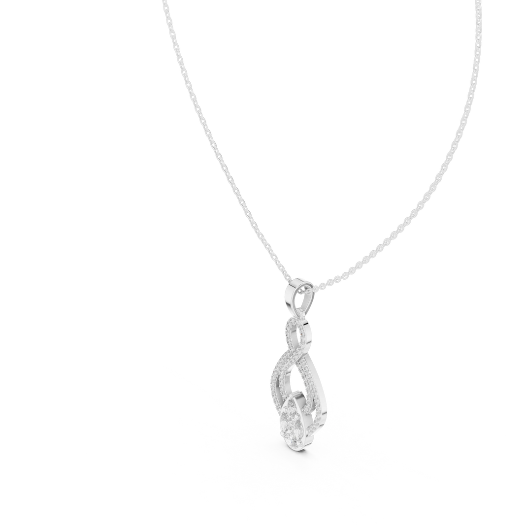 Infinity Loop Cluster Drop Moissanite Pendant in white 925 sterling silver, view 2