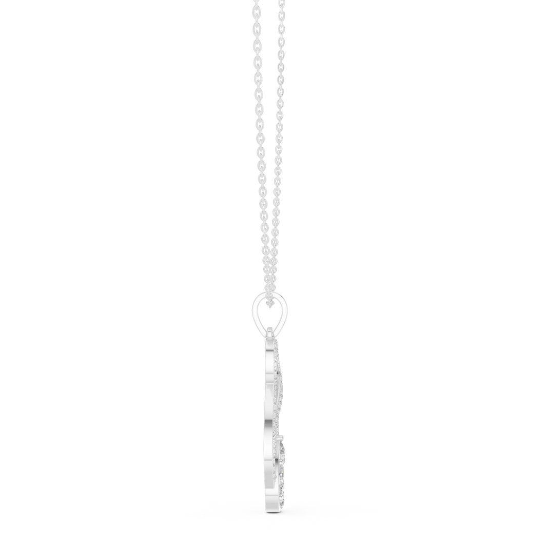 Infinity Loop Cluster Drop Moissanite Pendant in white 925 sterling silver, view 3