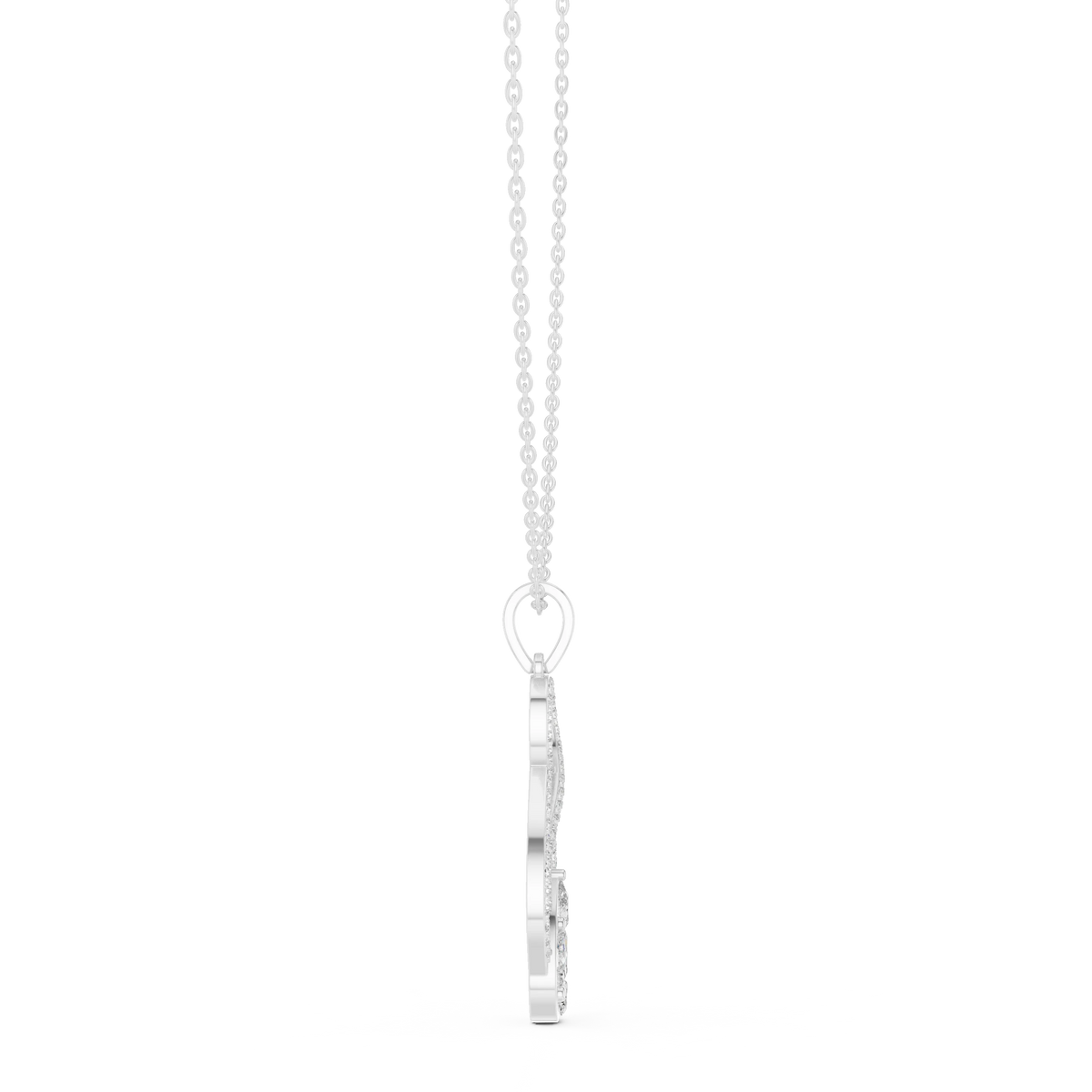 Infinity Loop Cluster Drop Moissanite Pendant in white 925 sterling silver, view 3