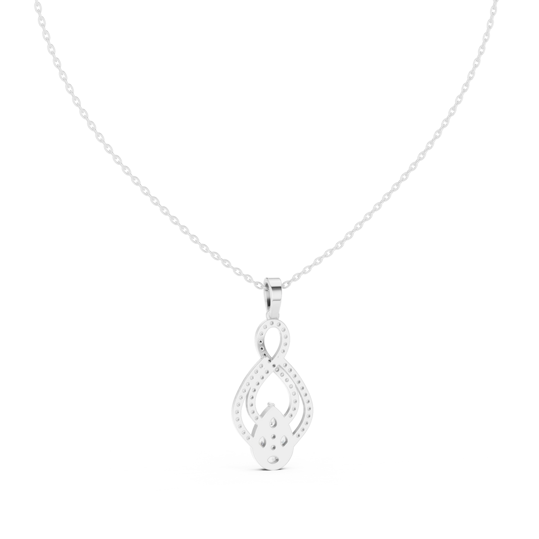 Infinity Loop Cluster Drop Moissanite Pendant in white 925 sterling silver, view 4