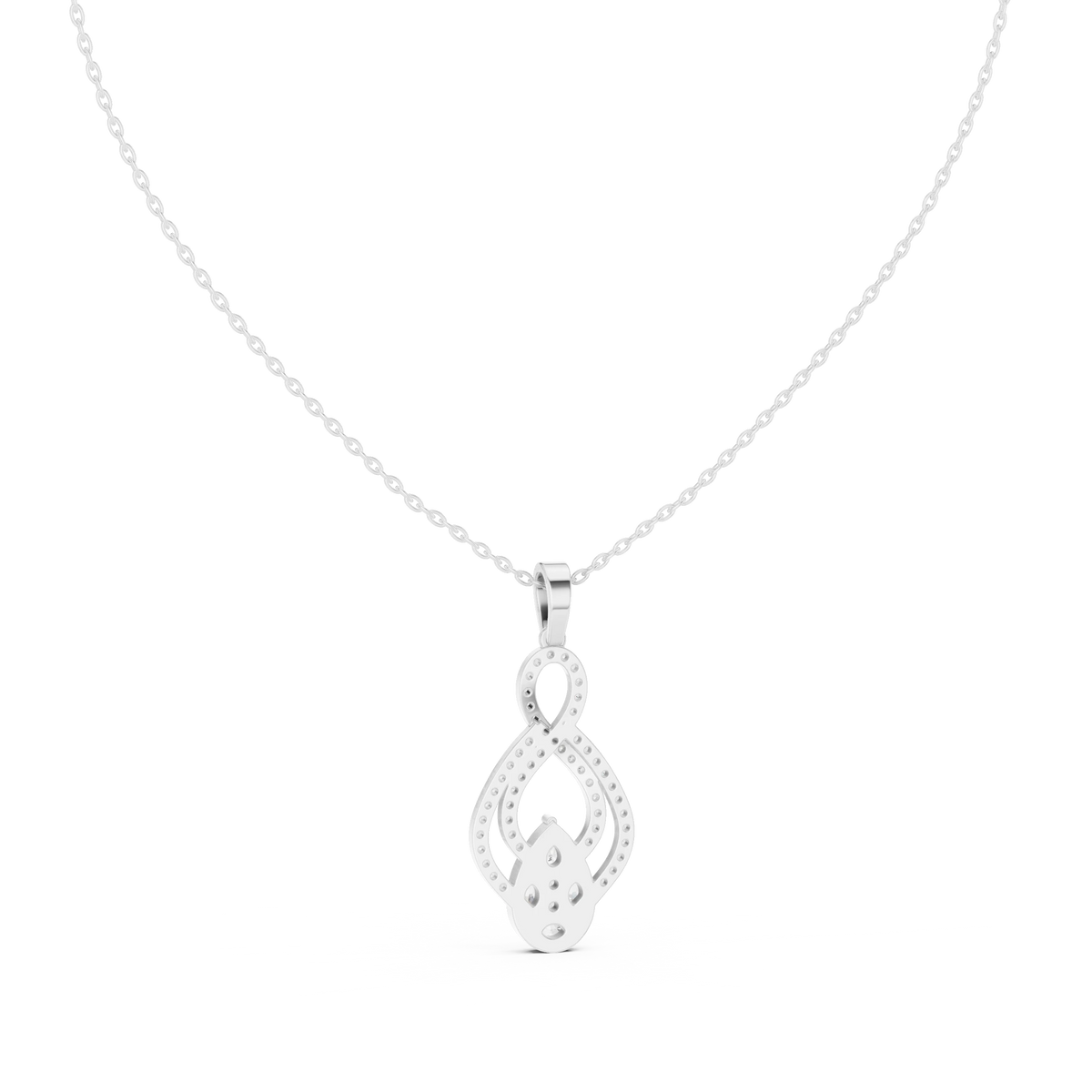 Infinity Loop Cluster Drop Moissanite Pendant in white 925 sterling silver, view 4