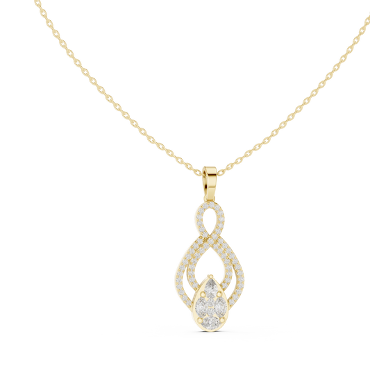 Infinity Loop Cluster Drop Moissanite Pendant in yellow 925 sterling silver, view 1