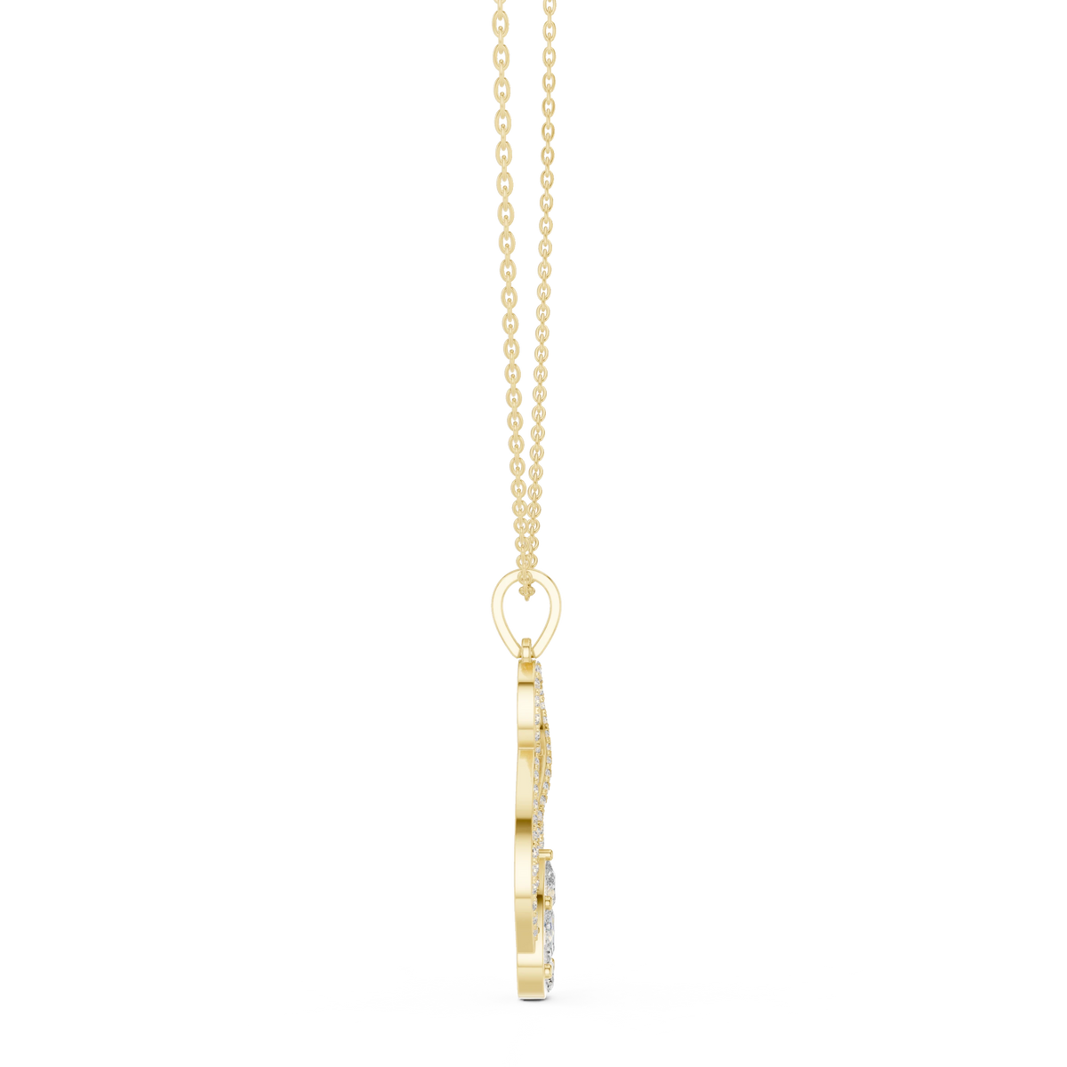 Infinity Loop Cluster Drop Moissanite Pendant in yellow 925 sterling silver, view 3