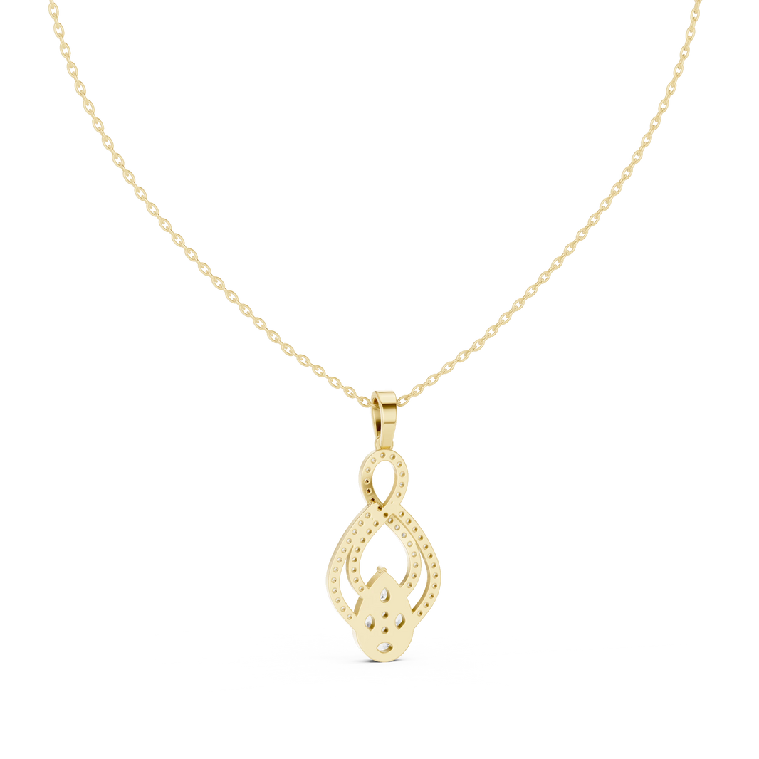 Infinity Loop Cluster Drop Moissanite Pendant in yellow 925 sterling silver, view 4