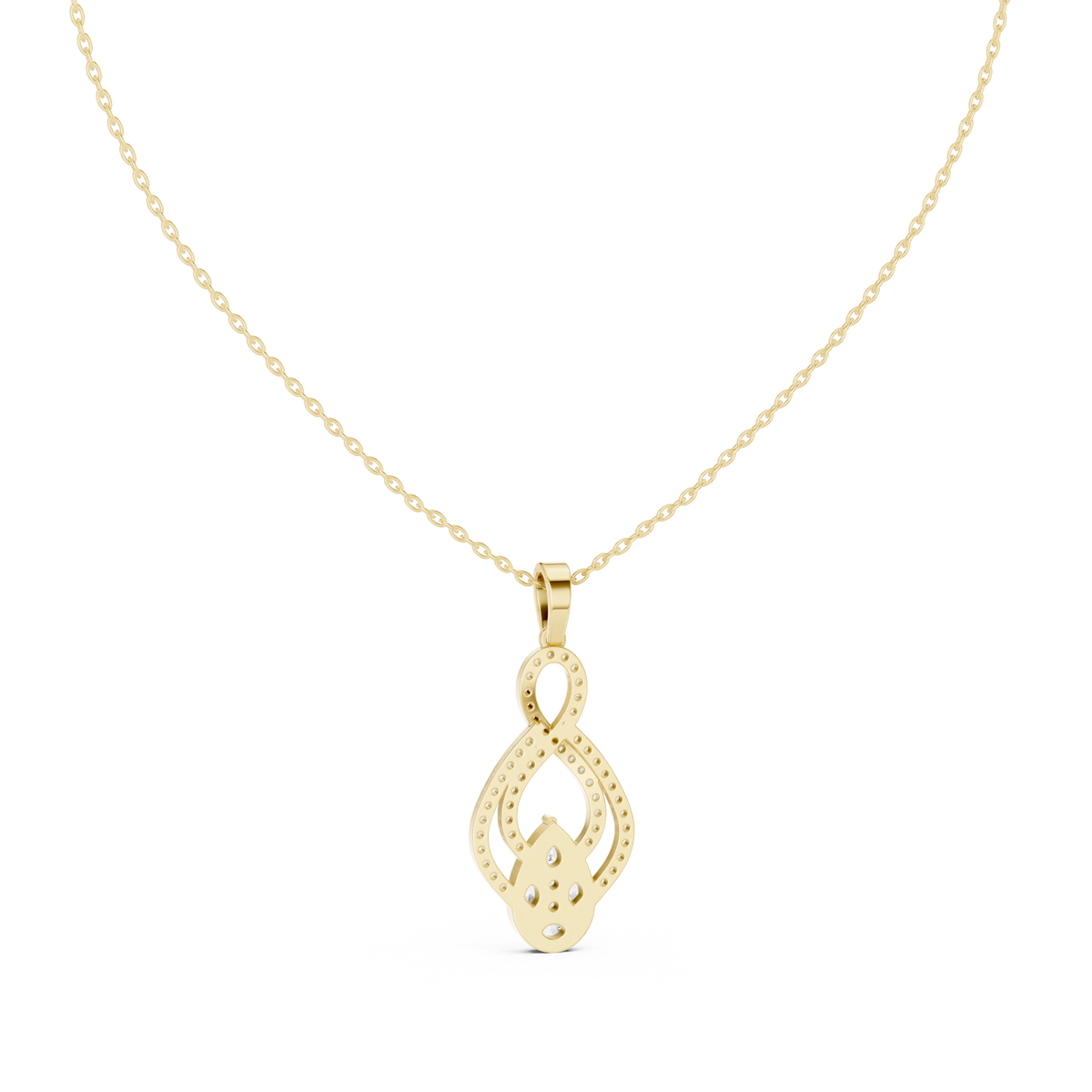 Infinity Loop Cluster Drop Moissanite Pendant in yellow 925 sterling silver, view 4