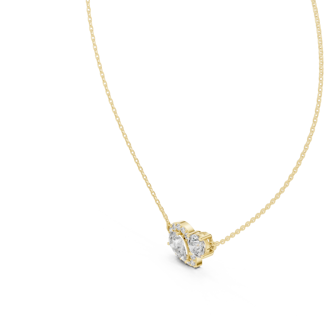 Pear Halo and Round Toi et Moi Moissanite Pendant in yellow 925 sterling silver, view 2