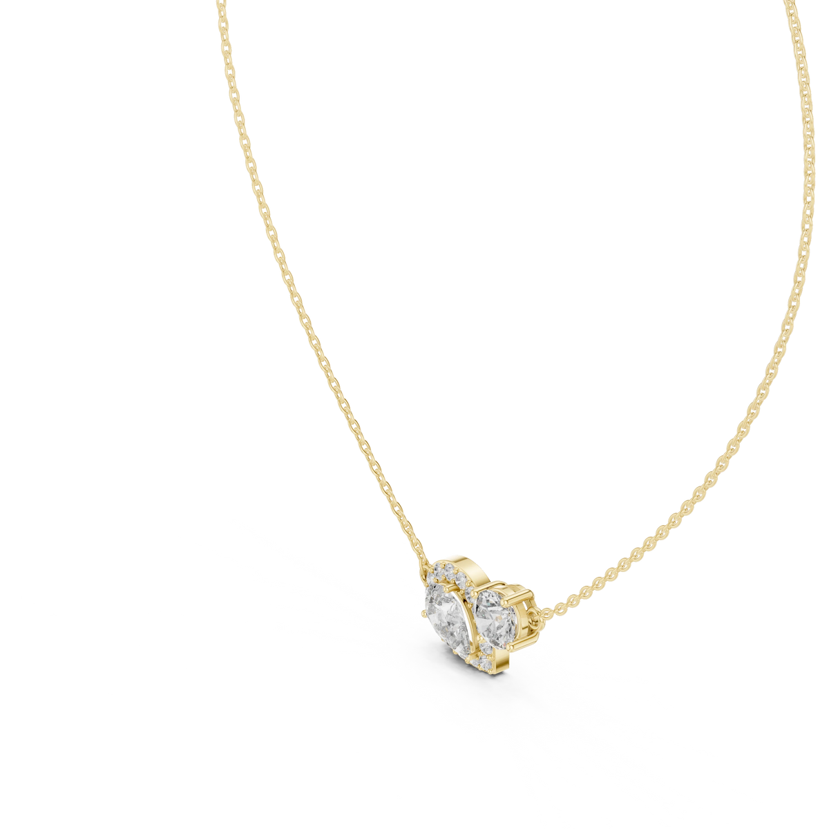 Pear Halo and Round Toi et Moi Moissanite Pendant in yellow 925 sterling silver, view 2