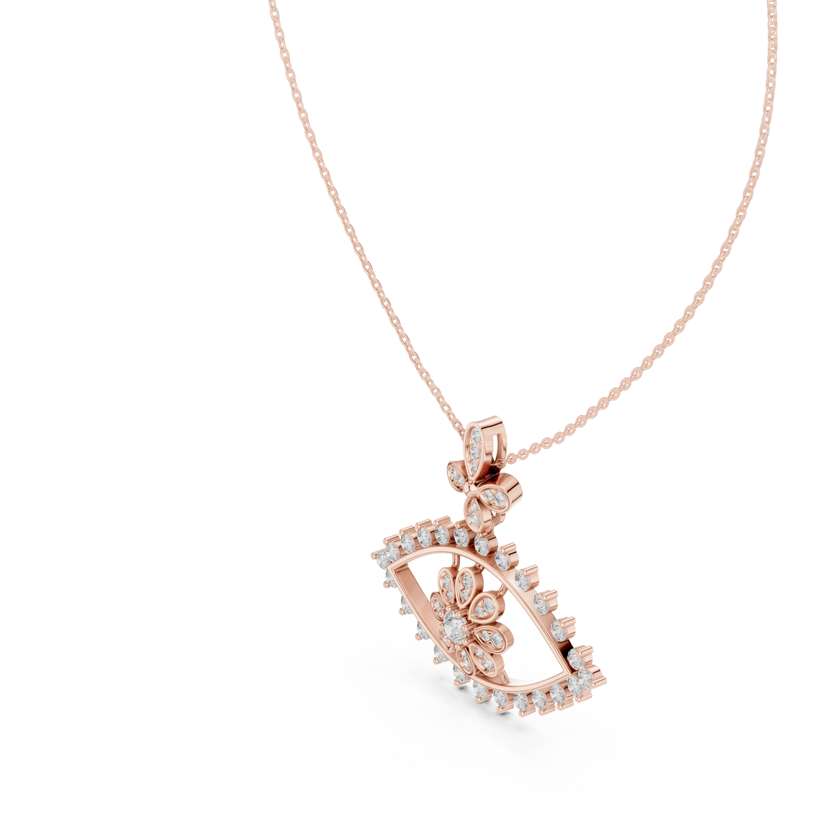 Evil Eye Flower Moissanite Drop Pendant in rose 925 sterling silver, view 2