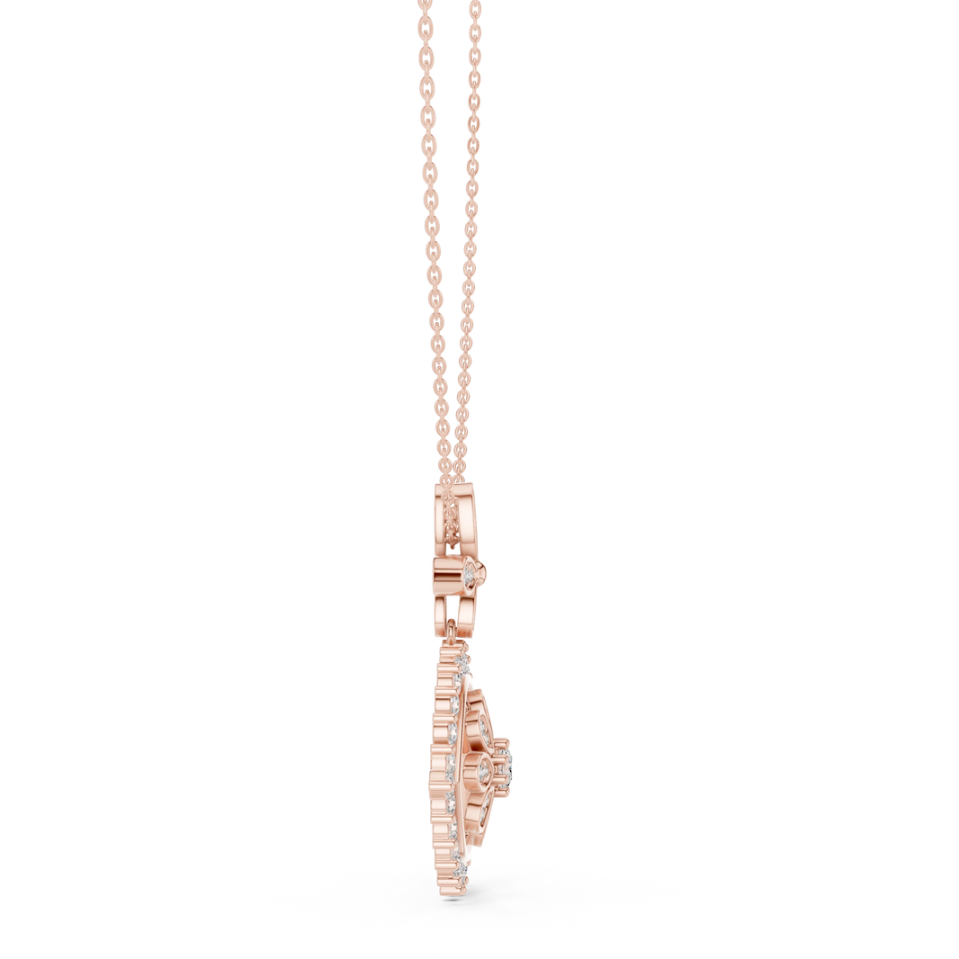 Evil Eye Flower Moissanite Drop Pendant in rose 925 sterling silver, view 3