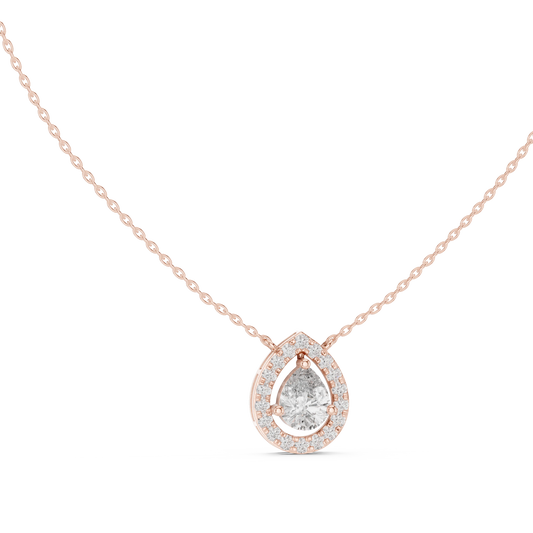 Pear Halo Moissanite Station Pendant in rose 925 sterling silver, view 1