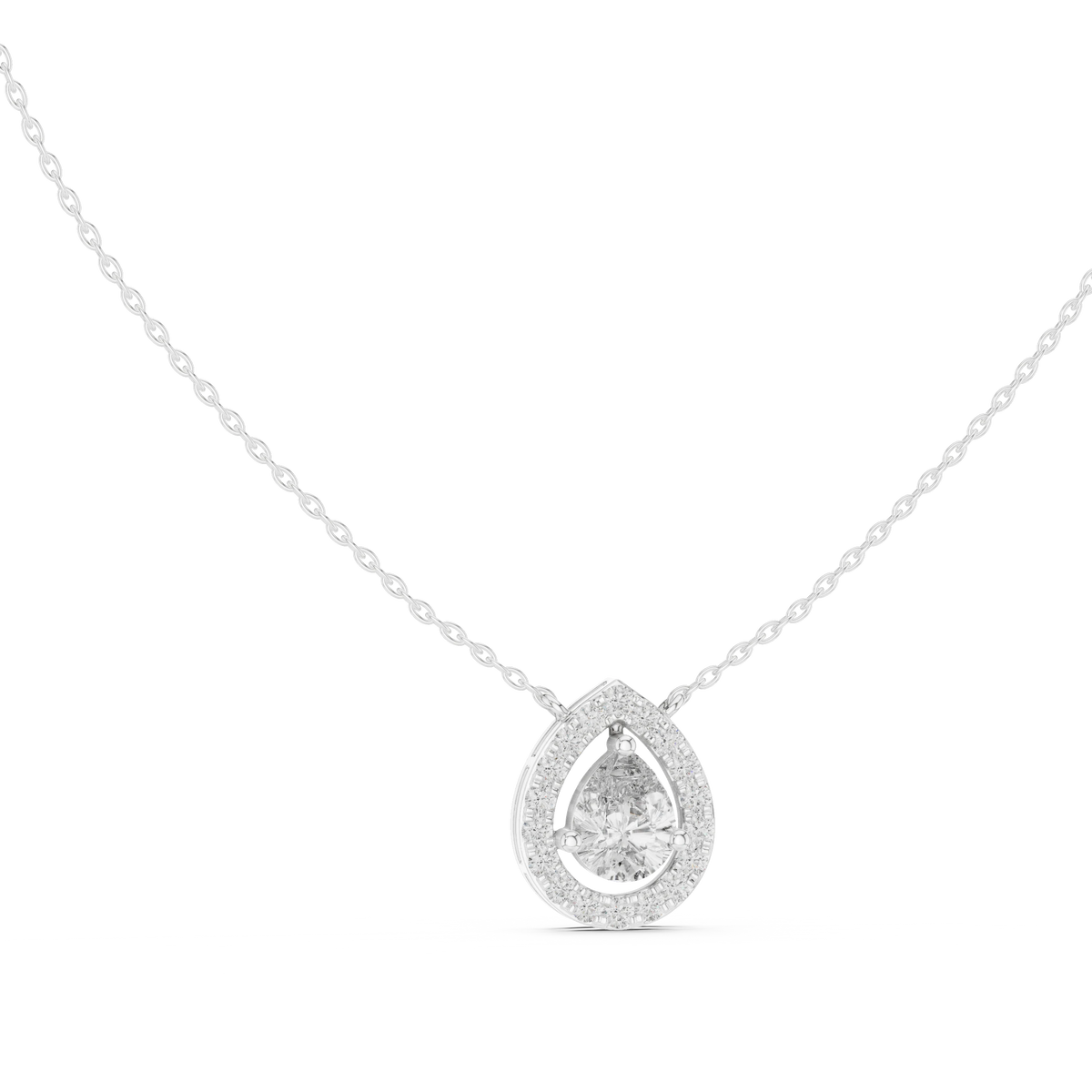 Pear Halo Moissanite Station Pendant in white 925 sterling silver, view 1