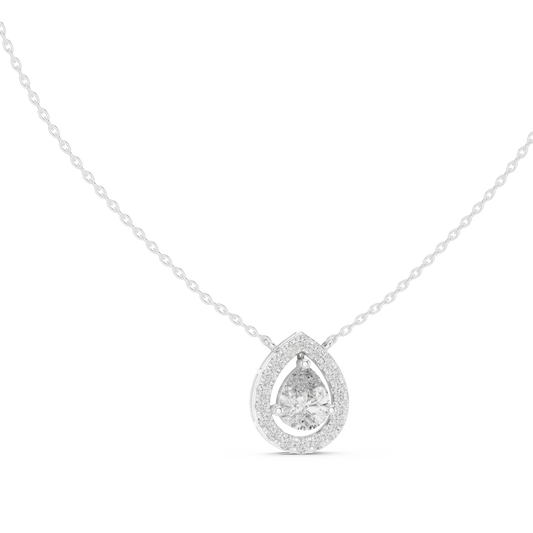 Pear Halo Moissanite Station Pendant in white 925 sterling silver, view 1