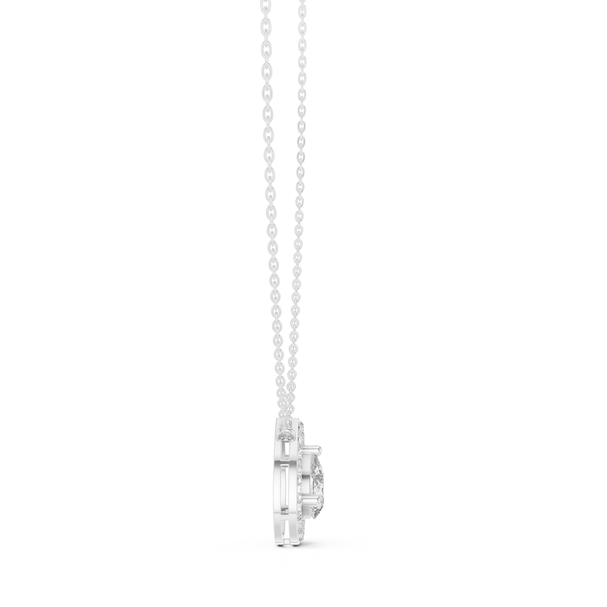 Pear Halo Moissanite Station Pendant in white 925 sterling silver, view 3