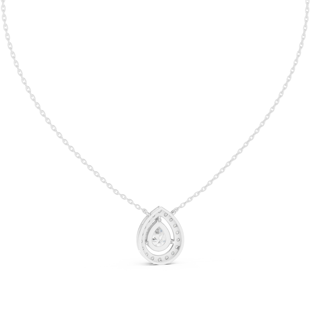 Pear Halo Moissanite Station Pendant in white 925 sterling silver, view 4