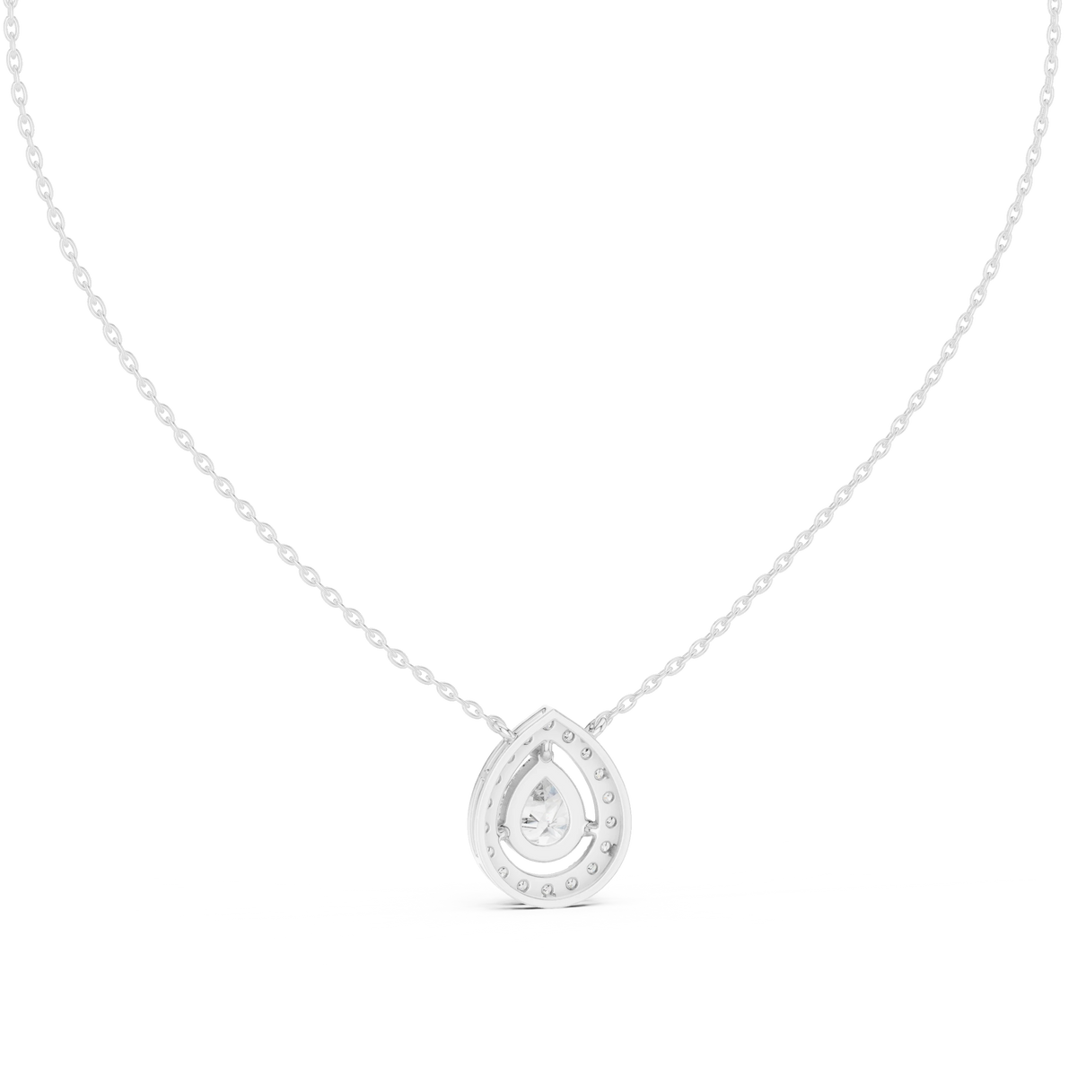Pear Halo Moissanite Station Pendant in white 925 sterling silver, view 4