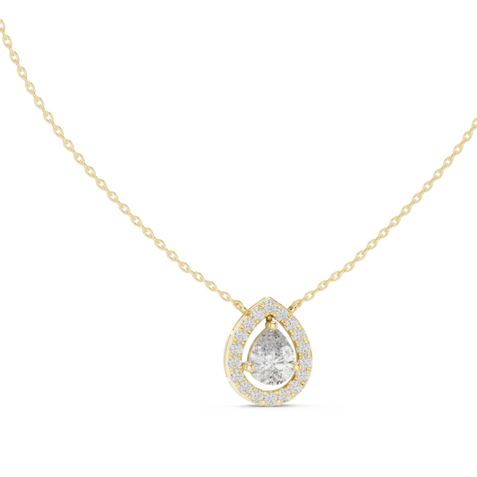 Pear Halo Moissanite Station Pendant in yellow 925 sterling silver, view 1