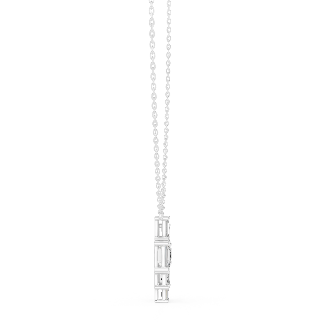Emerald Cut Mosaic Cluster Moissanite Pendant in white 925 sterling silver, view 3