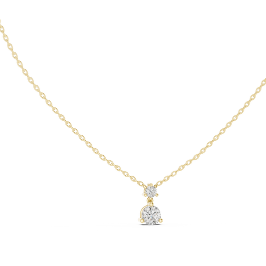 Round Two Stone Moissanite Drop Pendant in yellow 925 sterling silver, view 1