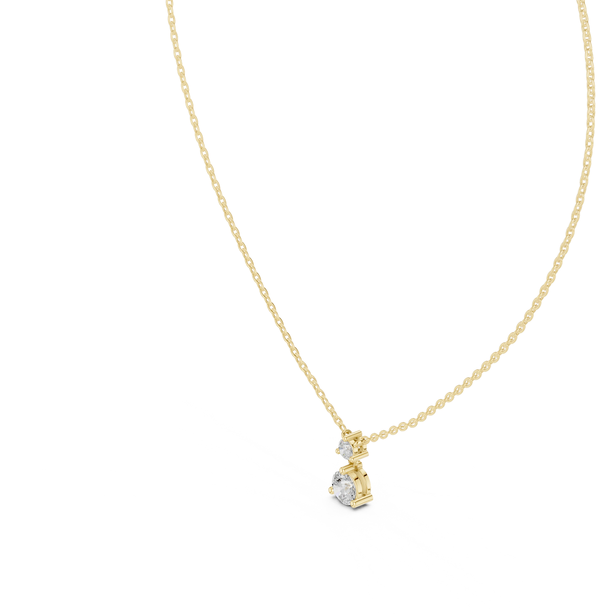 Round Two Stone Moissanite Drop Pendant in yellow 925 sterling silver, view 2
