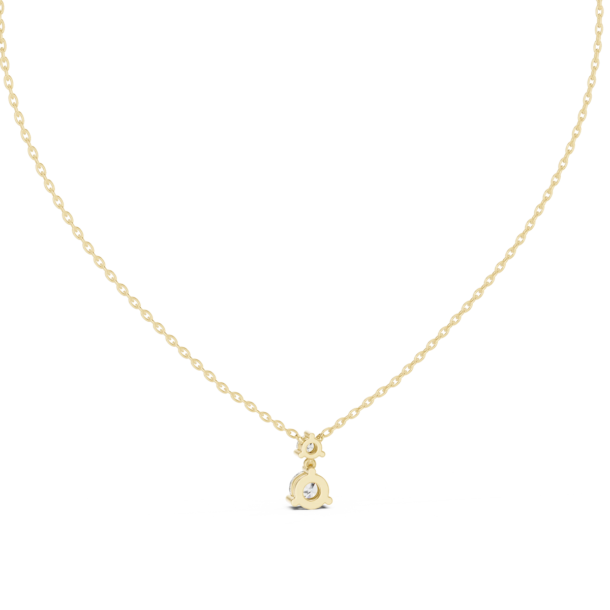 Round Two Stone Moissanite Drop Pendant in yellow 925 sterling silver, view 4