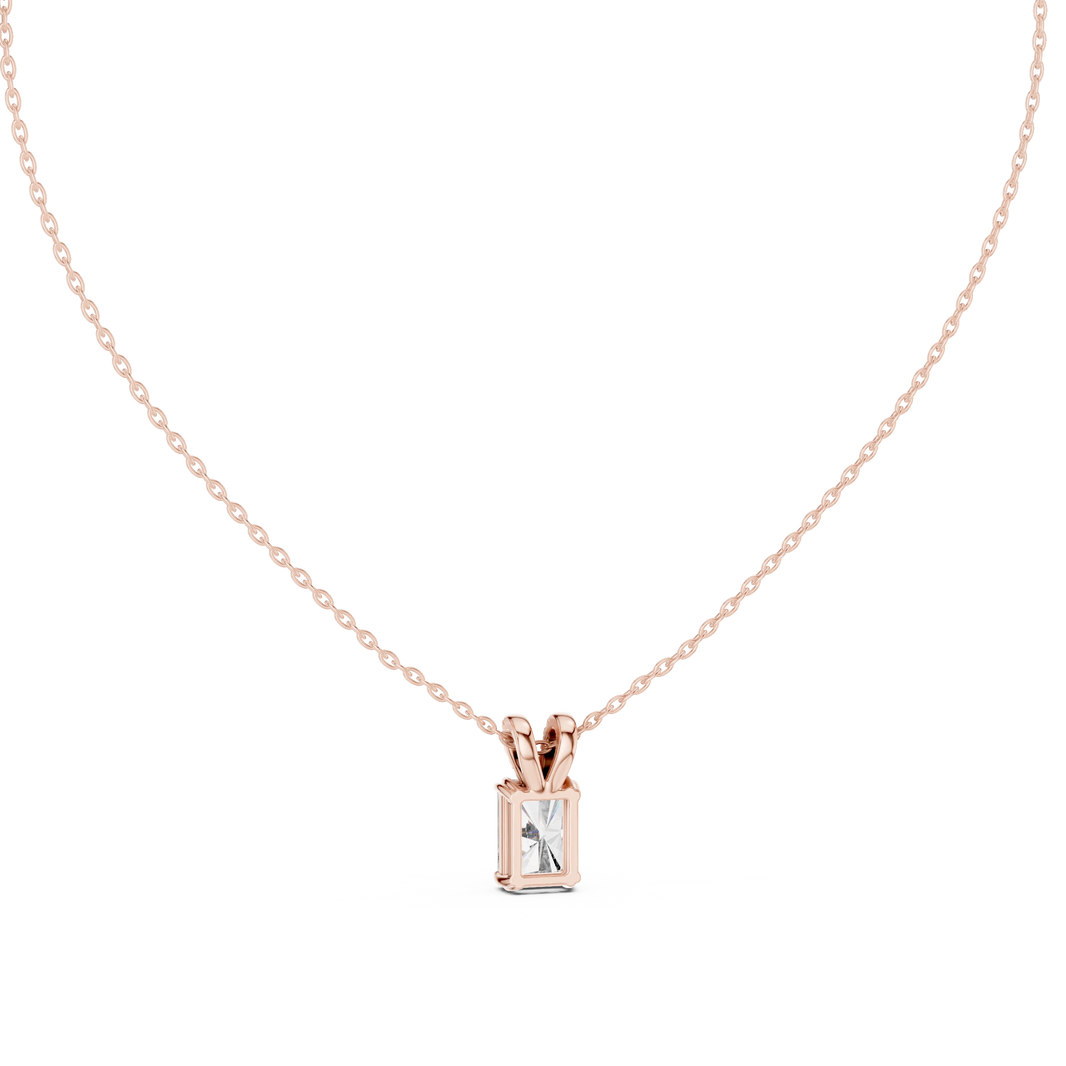 Radiant Cut Moissanite Solitaire Pendant with Pavé Bail in rose 925 sterling silver, view 4