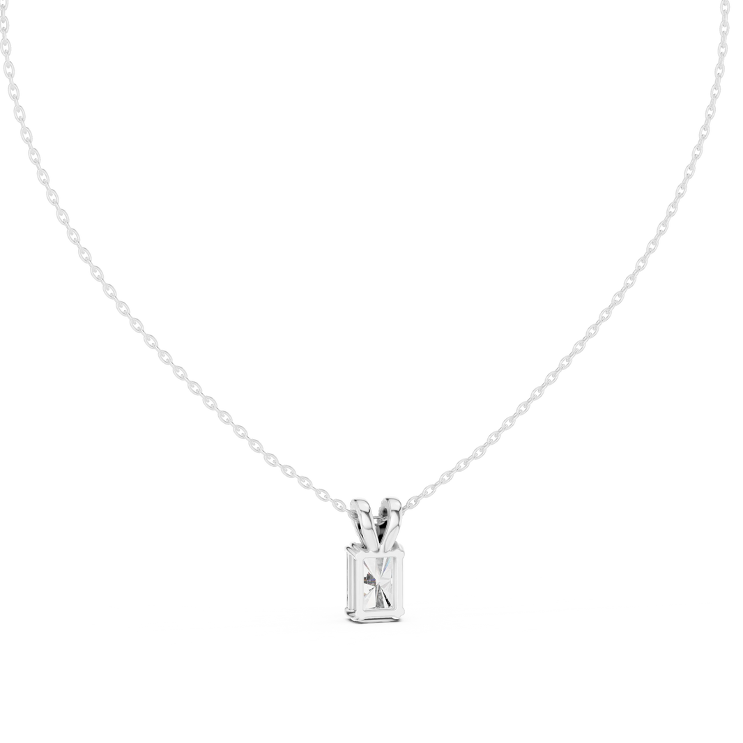 Radiant Cut Moissanite Solitaire Pendant with Pavé Bail in white 925 sterling silver, view 4