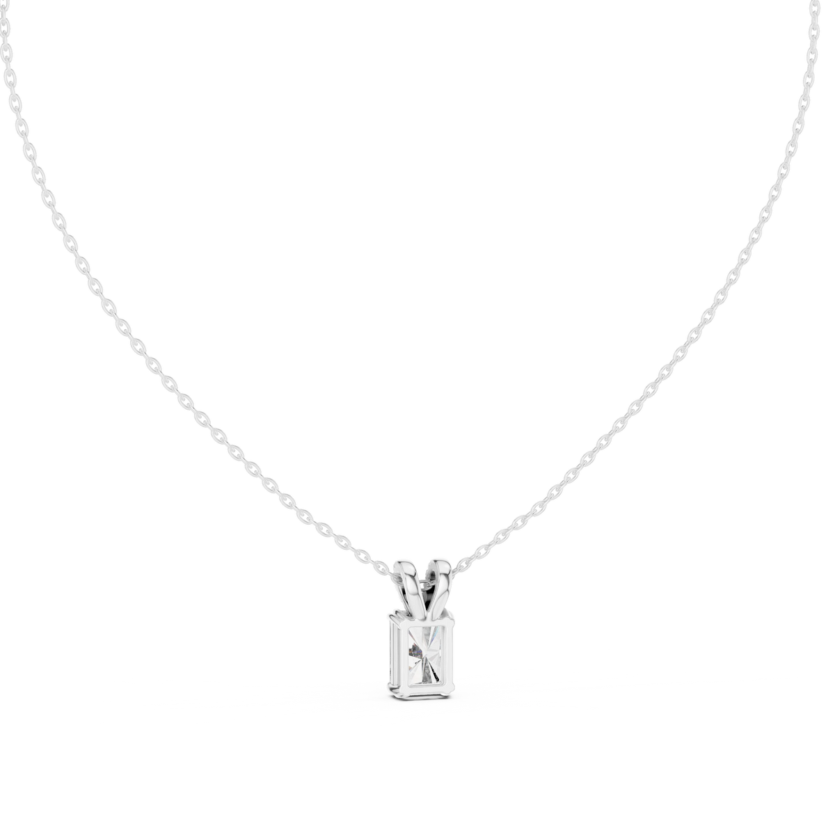 Radiant Cut Moissanite Solitaire Pendant with Pavé Bail in white 925 sterling silver, view 4