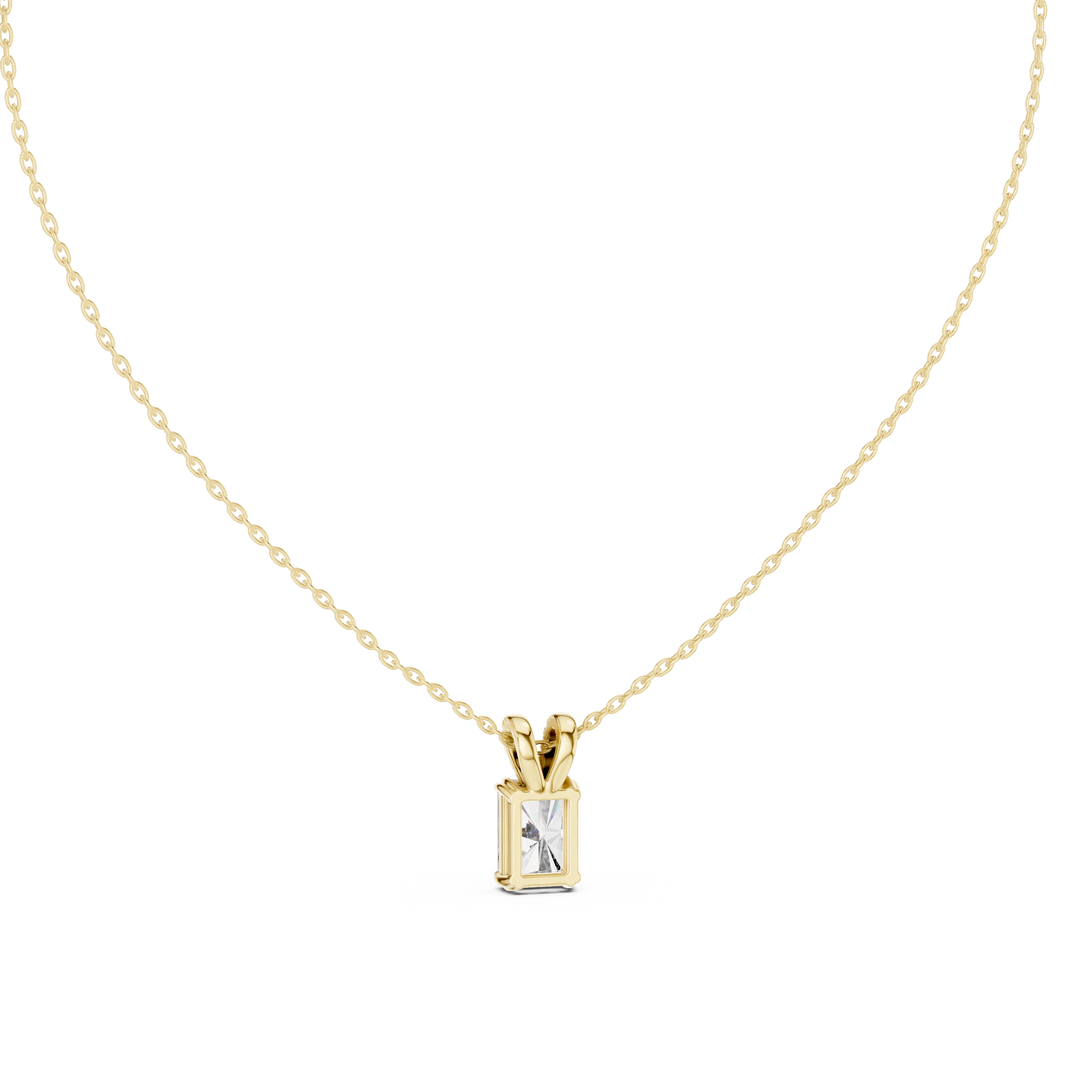 Radiant Cut Moissanite Solitaire Pendant with Pavé Bail in yellow 925 sterling silver, view 4